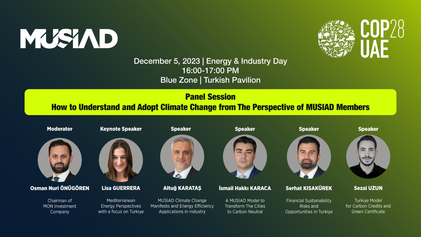 COP28 UAE'DE MÜSİAD OTURUMU DÜZENLENECEK