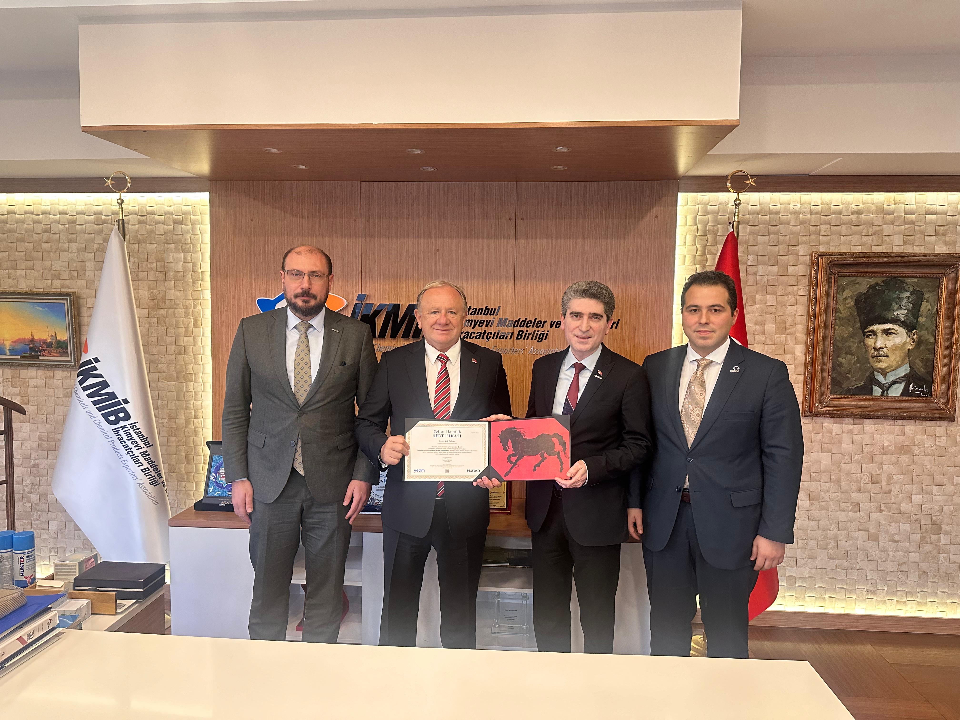MÜSİAD SEKTÖR KURULLARI VE FUAR FORUM KOMİSYONU, İSTANBUL KİMYEVİ MADDELER VE MAMULLERİ İHRACATÇILARI BİRLİĞİ (İKMİB) BAŞKANI ADİL PELİSTER’E ZİYARET GERÇEKLEŞTİRDİ